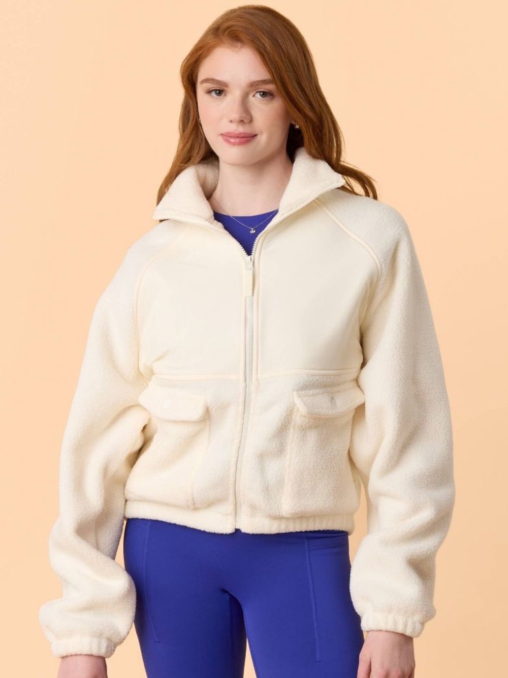 Blogilates Bonfire Fleece Jacket- Cream Size XL NWT